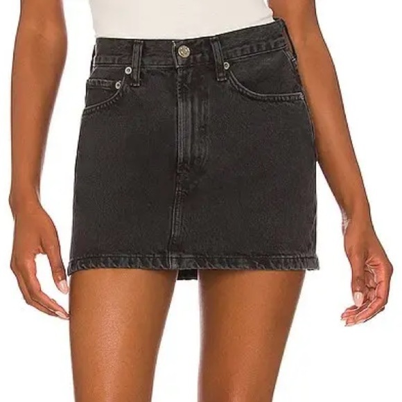 Agolde Liv Black Denim Mini Skirt - Picture 1 of 11